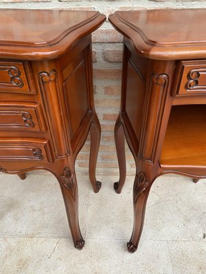 Louis XVI Style Nightstands with Drawers and Cabriole Legs, 1960s, Set of 2-NOU-1807260