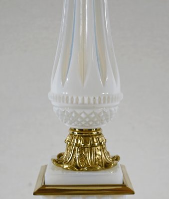 Louis XVI Style Opaline and Bronze Table Lamp, 1950s-RVK-1421535