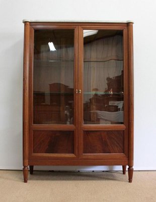 Louis XVI Style Showcase Cabinet in Solid Mahogany, Late 19th Century-RVK-984318