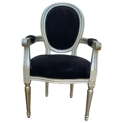 Louis XVI Style Velvet Armchair-TCS-1419641