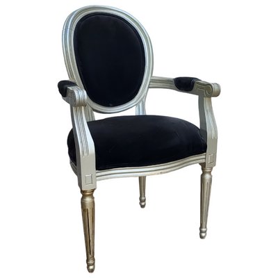 Louis XVI Style Velvet Armchair-TCS-1419641