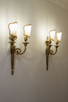 Louis XVI Style Wall Lamps with Parchment Lampshades, 1940s, Set of 2-QES-1811400