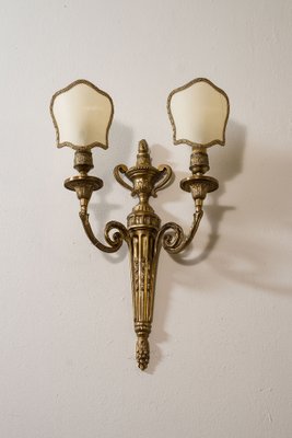 Louis XVI Style Wall Lamps with Parchment Lampshades, 1940s, Set of 2-QES-1811400