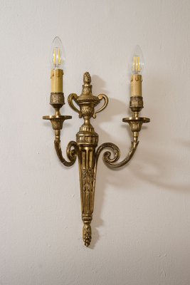 Louis XVI Style Wall Lamps with Parchment Lampshades, 1940s, Set of 2-QES-1811400