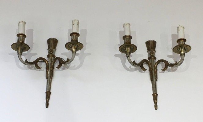 Louis XVI Style Wall Lights in Bronze, Set of 2-BA-1365535