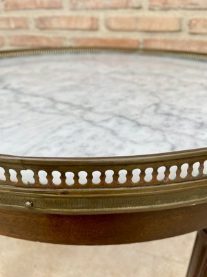 Louis XVI Style Walnut and Marble Top Bouillotte Table, 1890s-NOU-1797561