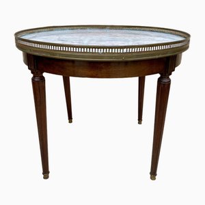 Louis XVI Style Walnut and Marble Top Bouillotte Table, 1890s-NOU-1797561