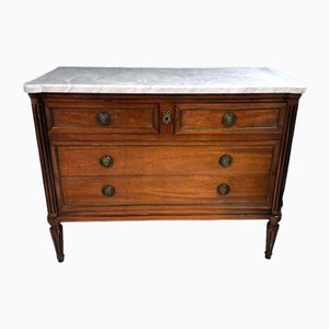 Louis Xvi Style Wooden Chest of Drawers with Four Drawers and Shaped Marble Top, 1910-QRS-2019805