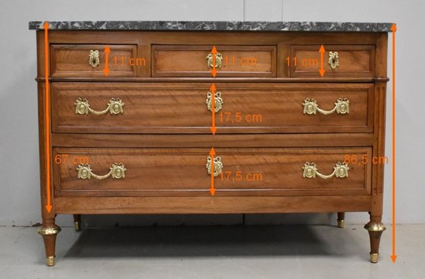 Louis XVI Walnut Chest of Drawers, Late 1700s-RVK-857793