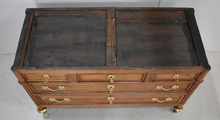 Louis XVI Walnut Chest of Drawers, Late 1700s-RVK-857793