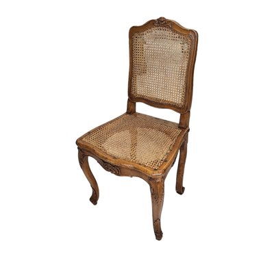 Louis XVI Walnut Dining Chairs with Grille Backs, Set of 4-TCS-1779588