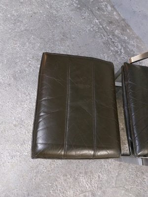 Lounge Chair and Footrest in Dark Brown Leather and Chrome by Rudolph Glatzl for Walter Knoll, Germany, 1970s, Set of 2-AIF-1782186