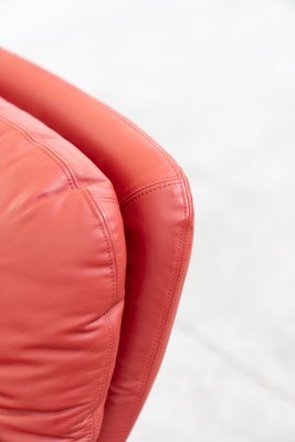 Lounge Chair and Footrest in Red Leather by Vitelli e Ammannati for Brunati, 1970s-1980s, Set of 2-KNM-1756785