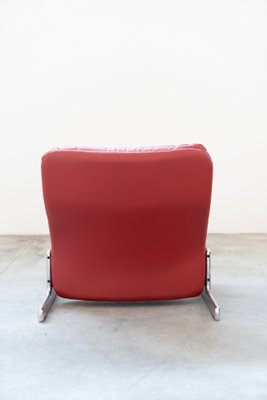 Lounge Chair and Footrest in Red Leather by Vitelli e Ammannati for Brunati, 1970s-1980s, Set of 2-KNM-1756785