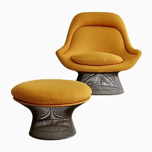 Lounge Chair and Footstool Set by Warren Platner for Knoll Inc. / Knoll International, 1966, Set of 2-INL-681349