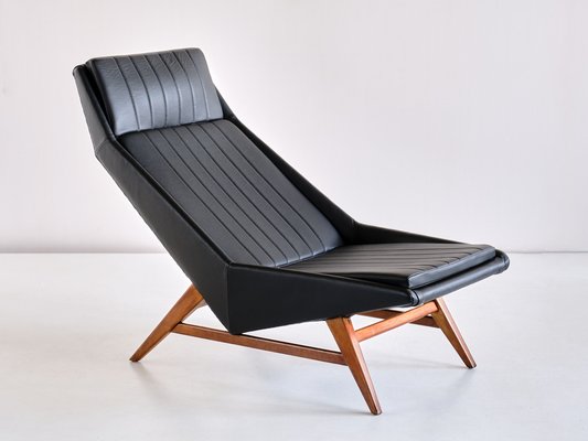 Lounge Chair in Leather and Beech by Svante Skogh for AB Hjertquist & Co, Sweden, 1955-FMT-989851