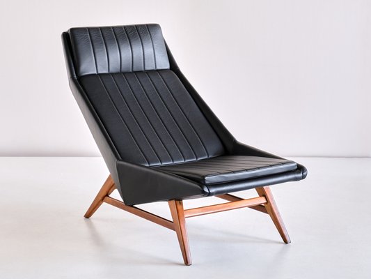 Lounge Chair in Leather and Beech by Svante Skogh for AB Hjertquist & Co, Sweden, 1955-FMT-989851