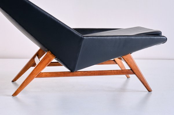 Lounge Chair in Leather and Beech by Svante Skogh for AB Hjertquist & Co, Sweden, 1955-FMT-989851