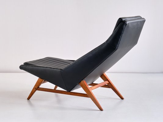 Lounge Chair in Leather and Beech by Svante Skogh for AB Hjertquist & Co, Sweden, 1955-FMT-989851