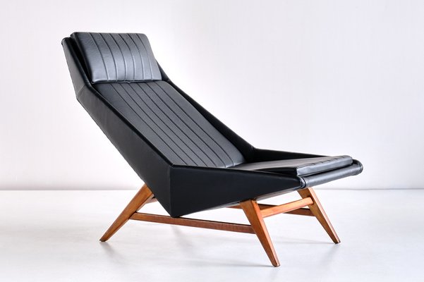 Lounge Chair in Leather and Beech by Svante Skogh for AB Hjertquist & Co, Sweden, 1955-FMT-989851