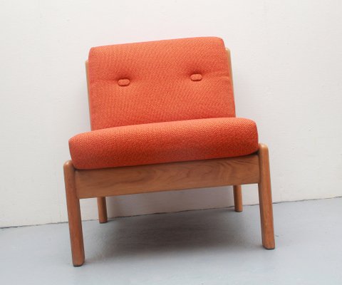 Lounge Chair in Light Oak and Orange Upholstery, 1975-PF-1795805