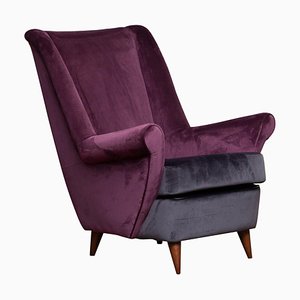 Lounge Chair in Magenta by Gio Ponti for ISA Bergamo, Italy, 1950s-JE-987169