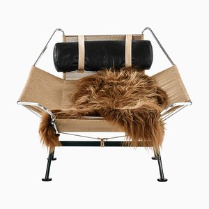 Lounge Chair in Metal and Sheepskin attributed to Hans Wegner, 1960s-SC-1629840