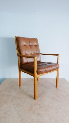 Lounge Chair in Oak and Cognac Leather by Helmut Lübke, 1970s-KK-1235932