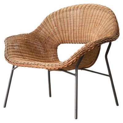 Lounge Chair in Rattan and Metal by Dirk Van Sliedregt, 1960s-FEW-2024254