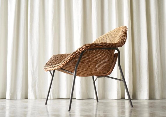 Lounge Chair in Rattan and Metal by Dirk Van Sliedregt, 1960s-FEW-2024254