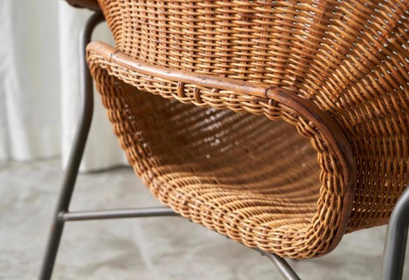 Lounge Chair in Rattan and Metal by Dirk Van Sliedregt, 1960s-FEW-2024254