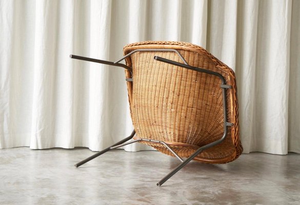 Lounge Chair in Rattan and Metal by Dirk Van Sliedregt, 1960s-FEW-2024254