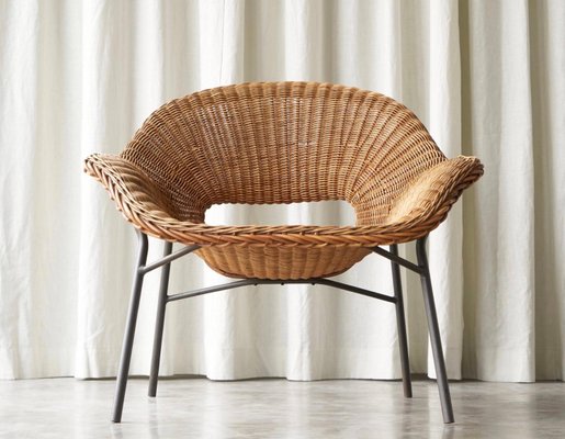 Lounge Chair in Rattan and Metal by Dirk Van Sliedregt, 1960s-FEW-2024254