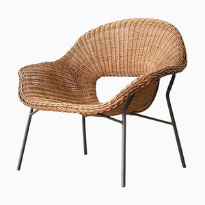 Lounge Chair in Rattan and Metal by Dirk Van Sliedregt, 1960s-FEW-2024254