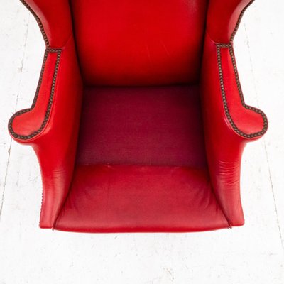 Lounge Chair in Red Leather, 1950s-UPW-1446295