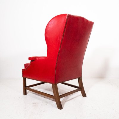 Lounge Chair in Red Leather, 1950s-UPW-1446295