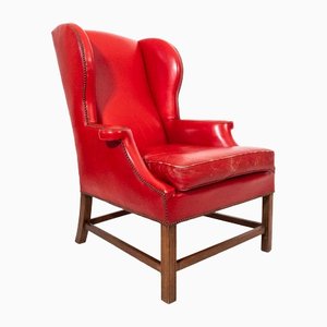 Lounge Chair in Red Leather, 1950s-UPW-1446295