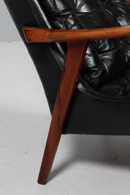 Lounge Chair in Rosewood and Black Leather by Inge Andersson for Brdr. Andersson, 1960s-HJB-2016819