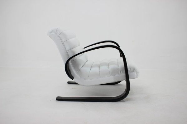 Lounge Chair in White Leather by Miroslav Navratil, 1930s-TZ-675861