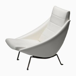 Lounge Chair in White Vinyl, 1950s-CF-1233619