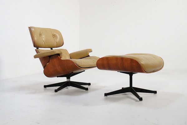 Lounge Chair with Footstool by Ray & Charles Eames, 1970s, Set of 2-TEA-1807128