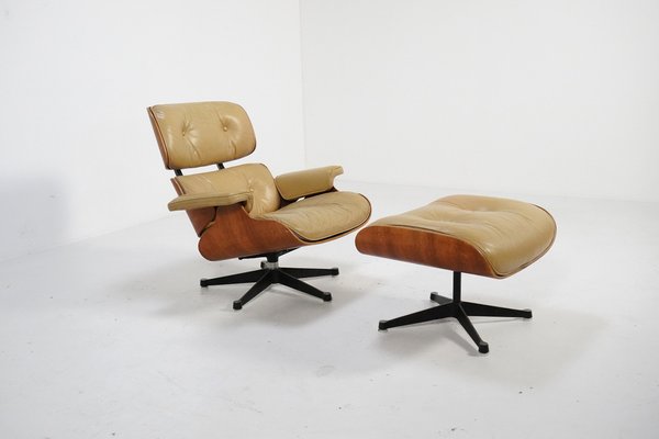 Lounge Chair with Footstool by Ray & Charles Eames, 1970s, Set of 2-TEA-1807128