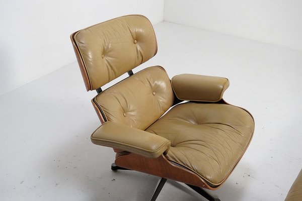 Lounge Chair with Footstool by Ray & Charles Eames, 1970s, Set of 2-TEA-1807128