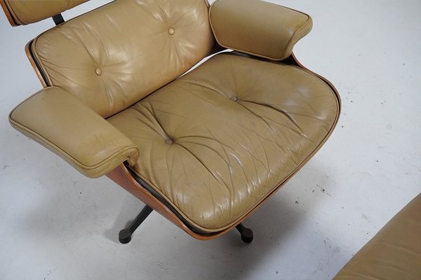 Lounge Chair with Footstool by Ray & Charles Eames, 1970s, Set of 2-TEA-1807128