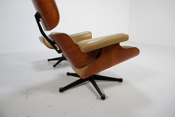 Lounge Chair with Footstool by Ray & Charles Eames, 1970s, Set of 2-TEA-1807128