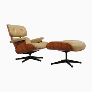 Lounge Chair with Footstool by Ray & Charles Eames, 1970s, Set of 2-TEA-1807128