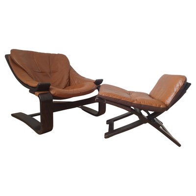 Lounge Chair with Ottoman by Ake Fribytter for Nelo, Sweden, 1970s, Set of 2-TZ-1017883