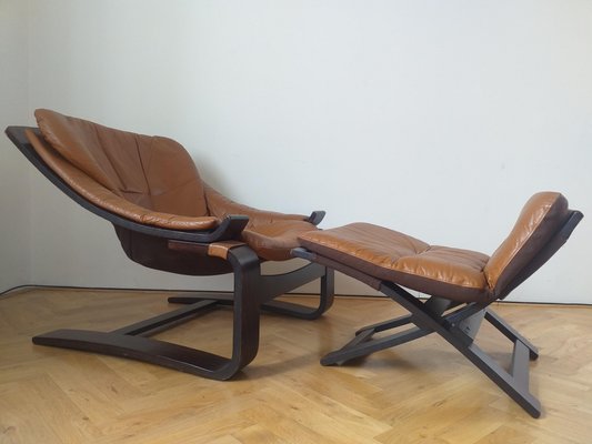 Lounge Chair with Ottoman by Ake Fribytter for Nelo, Sweden, 1970s, Set of 2-TZ-1017883