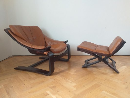 Lounge Chair with Ottoman by Ake Fribytter for Nelo, Sweden, 1970s, Set of 2-TZ-1017883