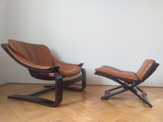 Lounge Chair with Ottoman by Ake Fribytter for Nelo, Sweden, 1970s, Set of 2-TZ-1017883